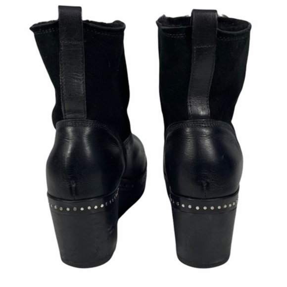 Rag & Bone Nelson Clog Leather & Shearling Booties in Black - Picture 1 of 6
